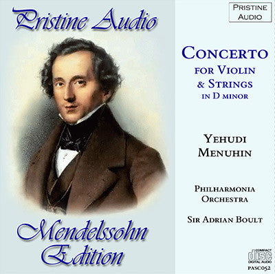 MENUHIN Mendelssohn: Concerto in D minor for Violin and Strings (1953) - PASC052