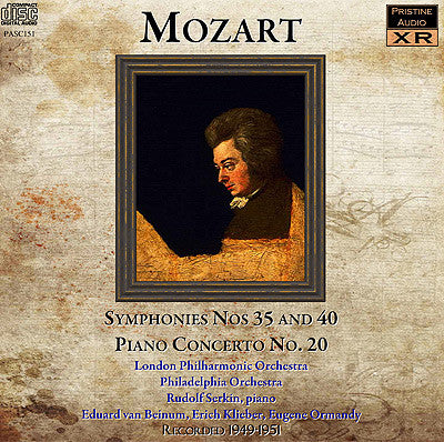 BEINUM, KLEIBER, ORMANDY, SERKIN Mozart: Symphonies 35 and 40, Piano Concerto 20 (1949-51) - PASC151